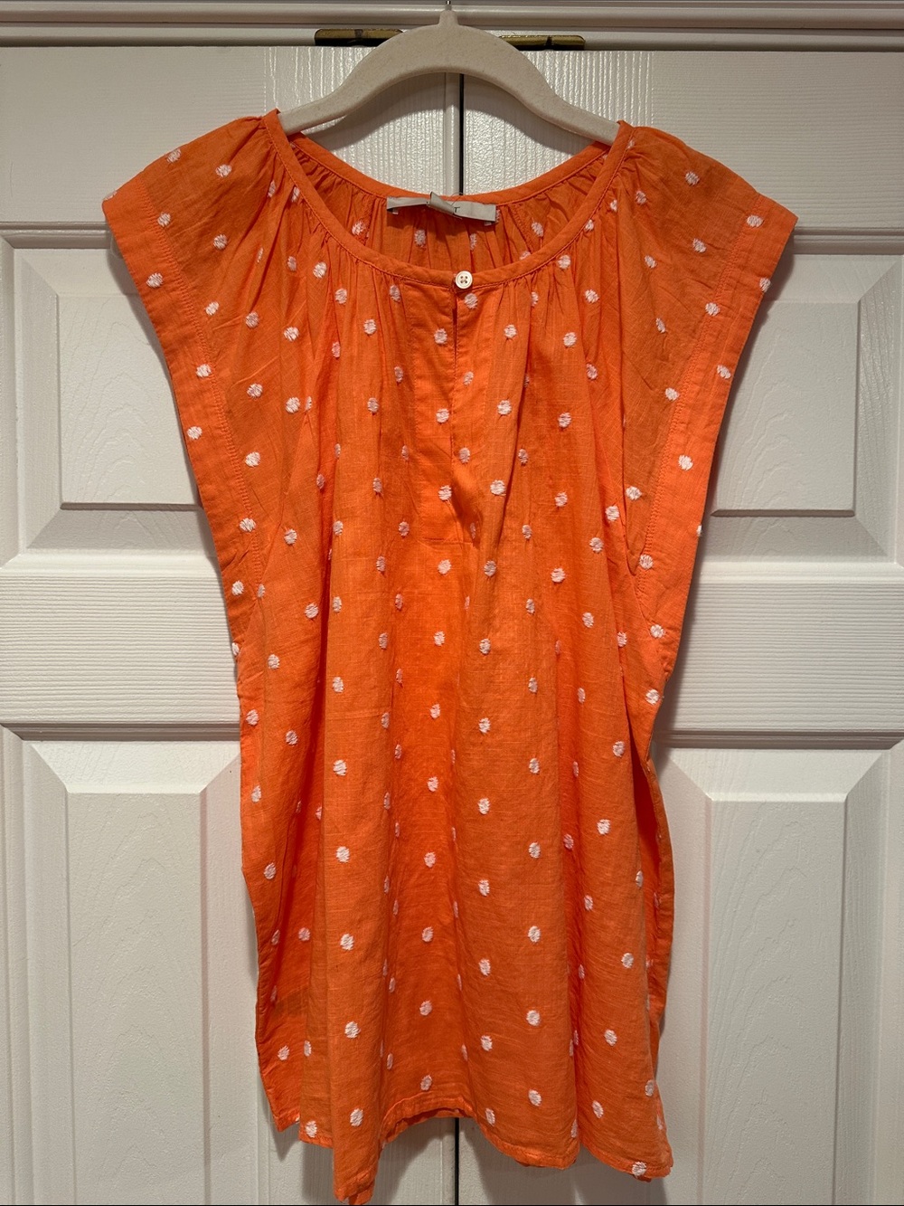 LOFT Orange Sleeveless Dot Peasant Top size Small